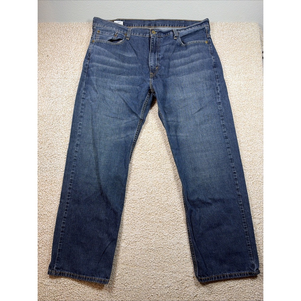 Levis 569 Jeans Mens 38x32 Medium Wash Blue Denim Loose Straight Zip Fly Casual